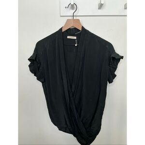 Pinko Silk Ruffle Sleeve Top | 4 in Black